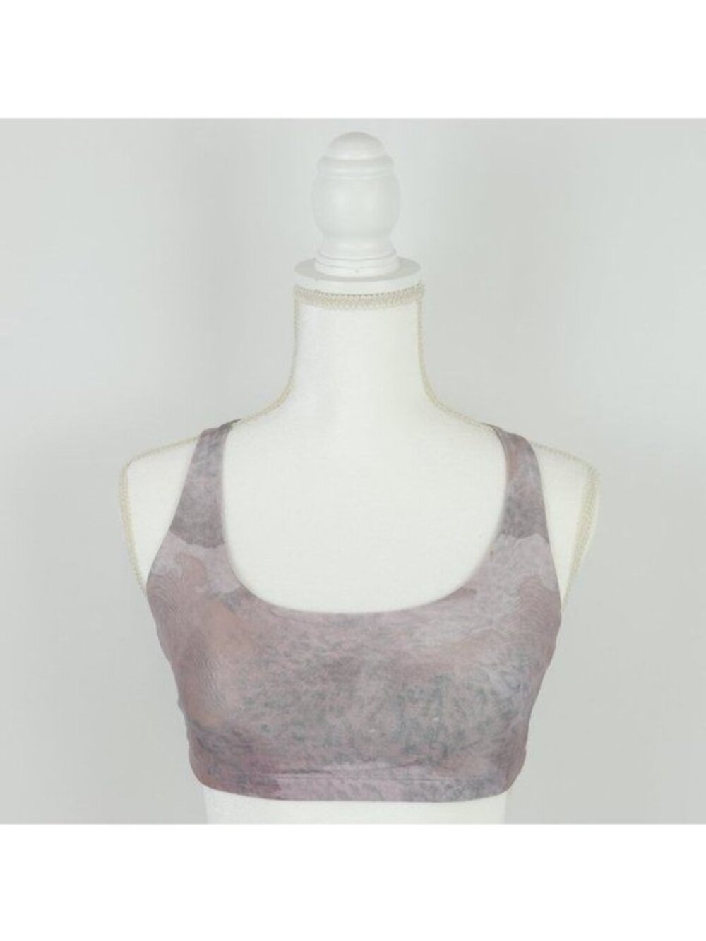 Onzie Chic Women's Size M/L Purple & Gray Print Racerback Strappy Sports Bra